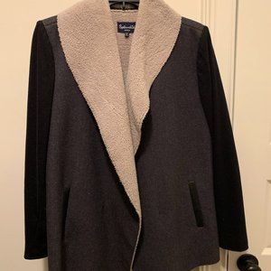 Splendid Mixed Media Teddy Wool Leather Wrap jacket